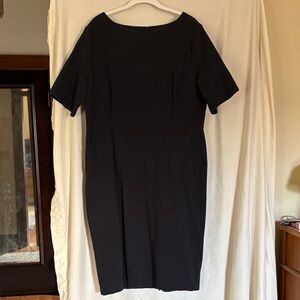 LOFT Elegant Black Midi Dress with Pockets